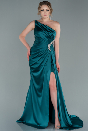 Long Emerald Green Satin Evening Dress ABU2387