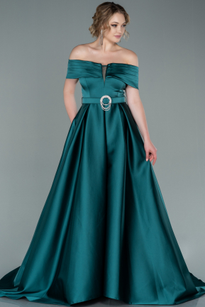 Long Emerald Green Satin Evening Dress ABU2396