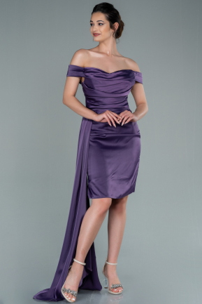 Lilac Short Satin Invitation Dress ABK1039