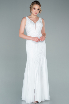 Long White Dantelle Evening Dress ABU2410