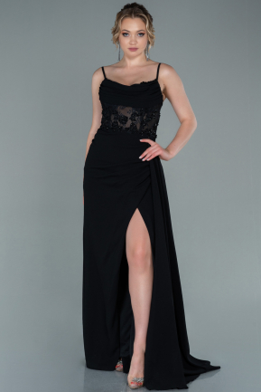Long Black Dantelle Evening Dress ABU2411