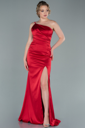 Red Long Satin Mermaid Evening Dress ABU2335