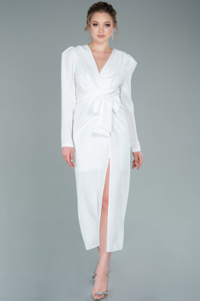 Midi White Invitation Dress ABK1377