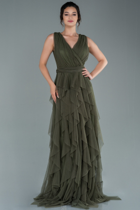 Long Olive Drab Prom Gown ABU2429