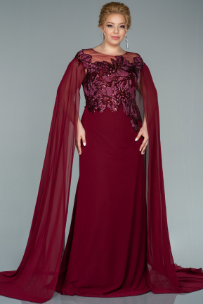 Burgundy Long Chiffon Oversized Evening Dress ABU1701
