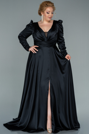 Long Black Satin Evening Dress ABU2440