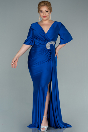Long Sax Blue Plus Size Evening Dress ABU2441