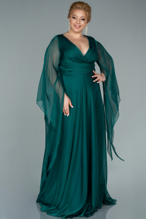Emerald Green Long Chiffon Plus Size Evening Dress ABU2246