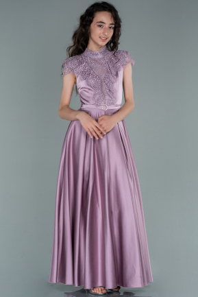 Long Lavender Satin Girl Dress ABU2455