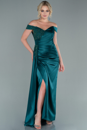 Long Emerald Green Satin Evening Dress ABU2428