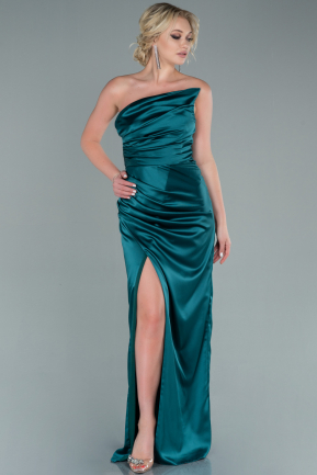 Long Emerald Green Satin Engagement Dress ABU2460