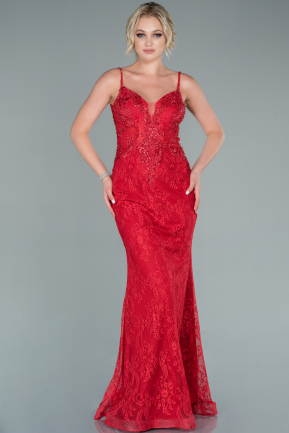 Long Red Dantelle Evening Dress ABU2473