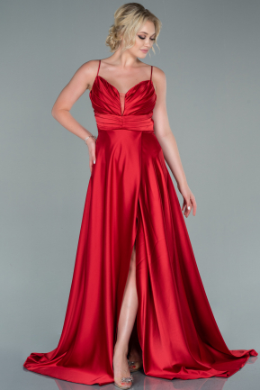Long Red Satin Prom Gown ABU2476