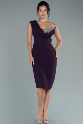 Short Dark Purple Invitation Dress ABK1455