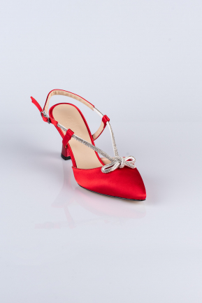 Red Satin Evening Shoe AB1084