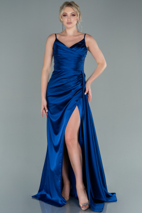 Sax Blue Long Satin Prom Gown ABU2273