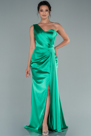 Green Long Satin Mermaid Evening Dress ABU2221