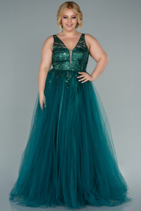 Long Emerald Green Plus Size Evening Dress ABU2478