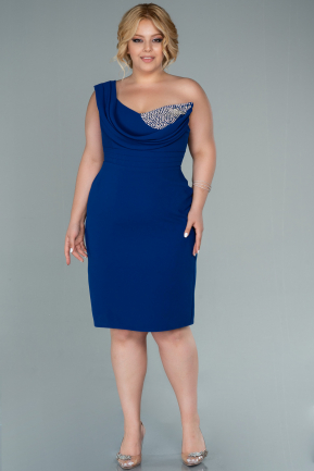 Short Sax Blue Plus Size Evening Dress ABK1461