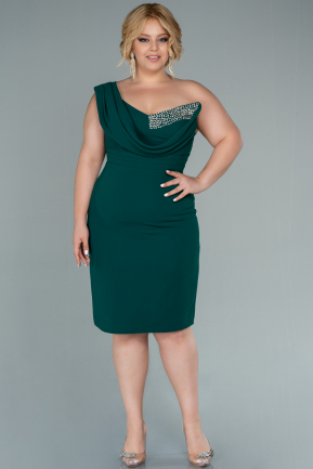 Short Emerald Green Plus Size Evening Dress ABK1461
