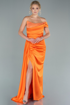 Long Orange Satin Evening Dress ABU2506
