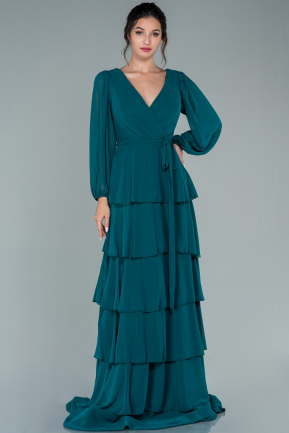 Emerald Green Long Chiffon Evening Dress ABU2322