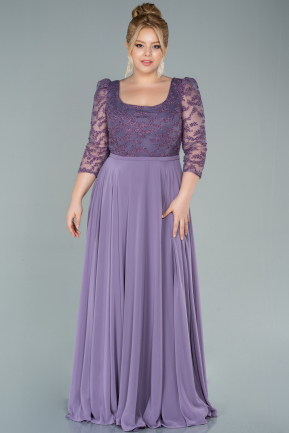 Lavender Long Chiffon Plus Size Evening Dress ABU2420