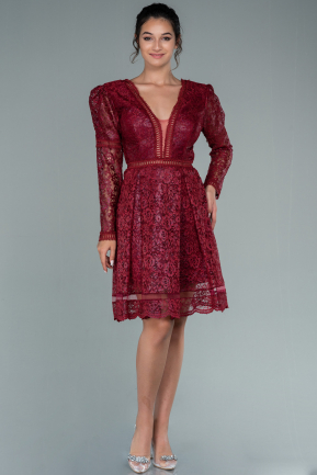 Short Burgundy Dantelle Invitation Dress ABK1269