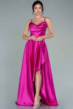 Long Fuchsia Satin Prom Gown ABU2541