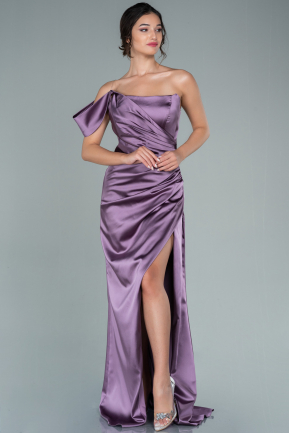 Lavender Long Satin Prom Gown ABU2515
