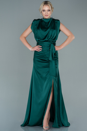 Long Emerald Green Satin Evening Dress ABU2133