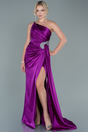 Fuchsia Long Satin Evening Dress ABU2465