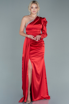Long Red Satin Evening Dress ABU2549