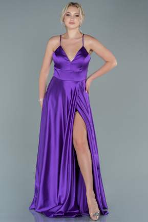 Long Purple Satin Evening Dress ABU2714