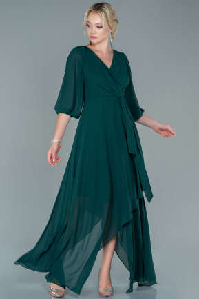 Emerald Green Long Chiffon Invitation Dress ABU1729