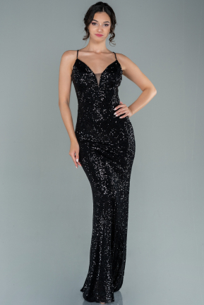 Long Black Scaly Prom Gown ABU2562