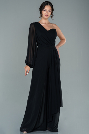 Long Black Chiffon Invitation Dress ABT078