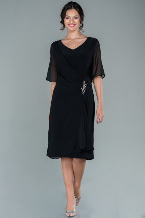 Short Black Chiffon Evening Dress ABK1489