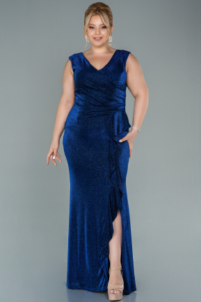 Long Sax Blue Plus Size Evening Dress ABU2579