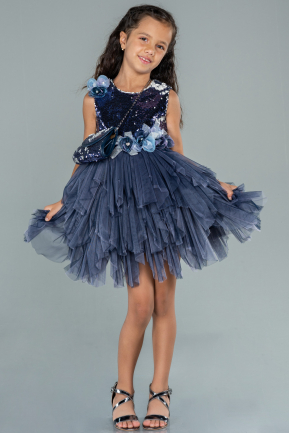 Short Navy Blue Girl Dress ABK1485
