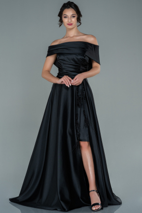 Long Black Satin Evening Dress ABU2584