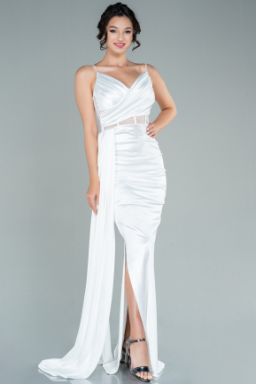 Long White Satin Evening Dress ABU2592