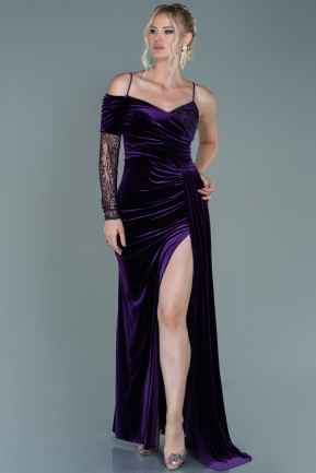 Long Dark Purple Velvet Evening Dress ABU2605