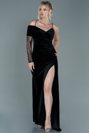 Long Black Velvet Evening Dress ABU2605