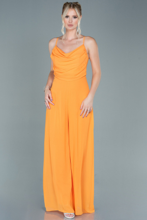 Long Orange Chiffon Invitation Dress ABT081