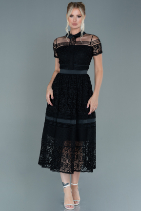 Midi Black Laced Evening Dress ABK1500