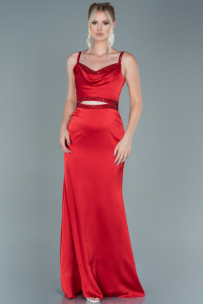 Long Red Satin Evening Dress ABU2601