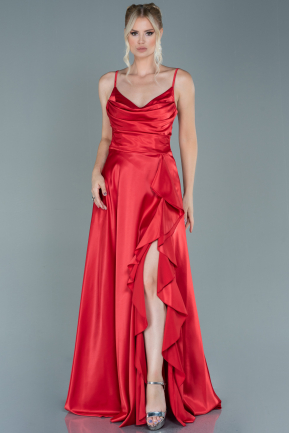Long Red Satin Evening Dress ABU2593