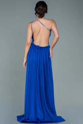 Long Sax Blue Satin Evening Dress ABU2622