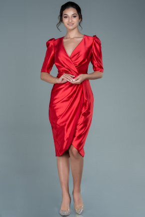 Red Midi Satin Invitation Dress ABK1402